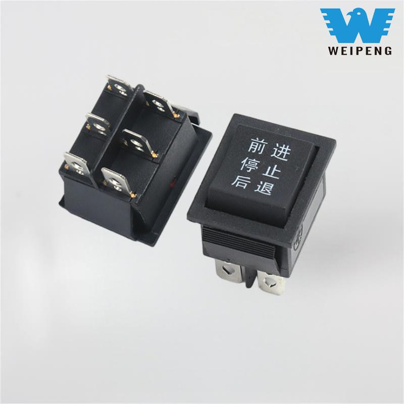 KCD4 juodas 31*25mm 6 kontaktų 3 padėčių 16A 250V svirties jungiklis